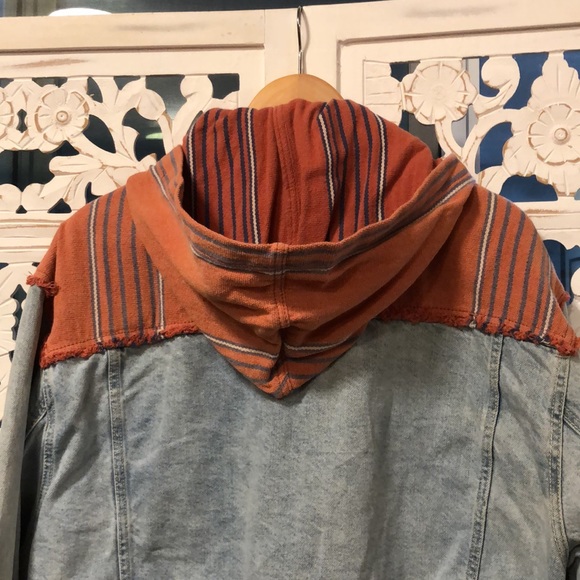 Free People Baja Hooded Denim Jacket M - Picture 10 of 16